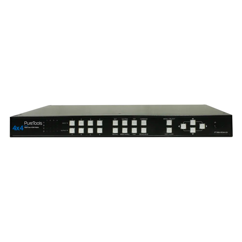 PureTools PT-MA-HD44-QV HDMI 4x4 QuadView Matrix Switcher
